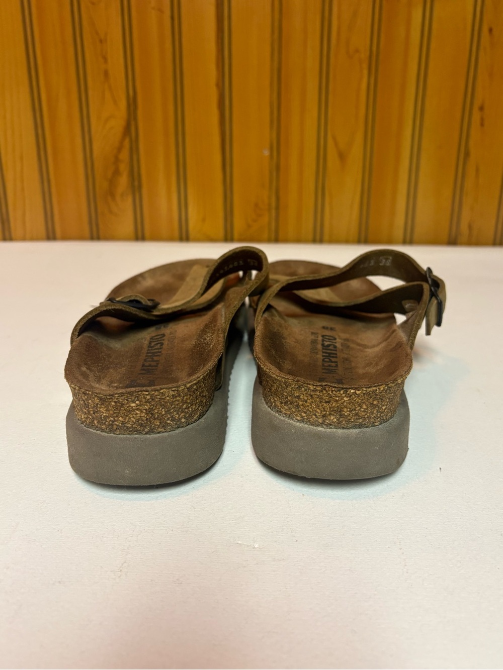 Mephisto Taupe Nubuck Cork-Top Slide Sandals - Picture 7 of 7